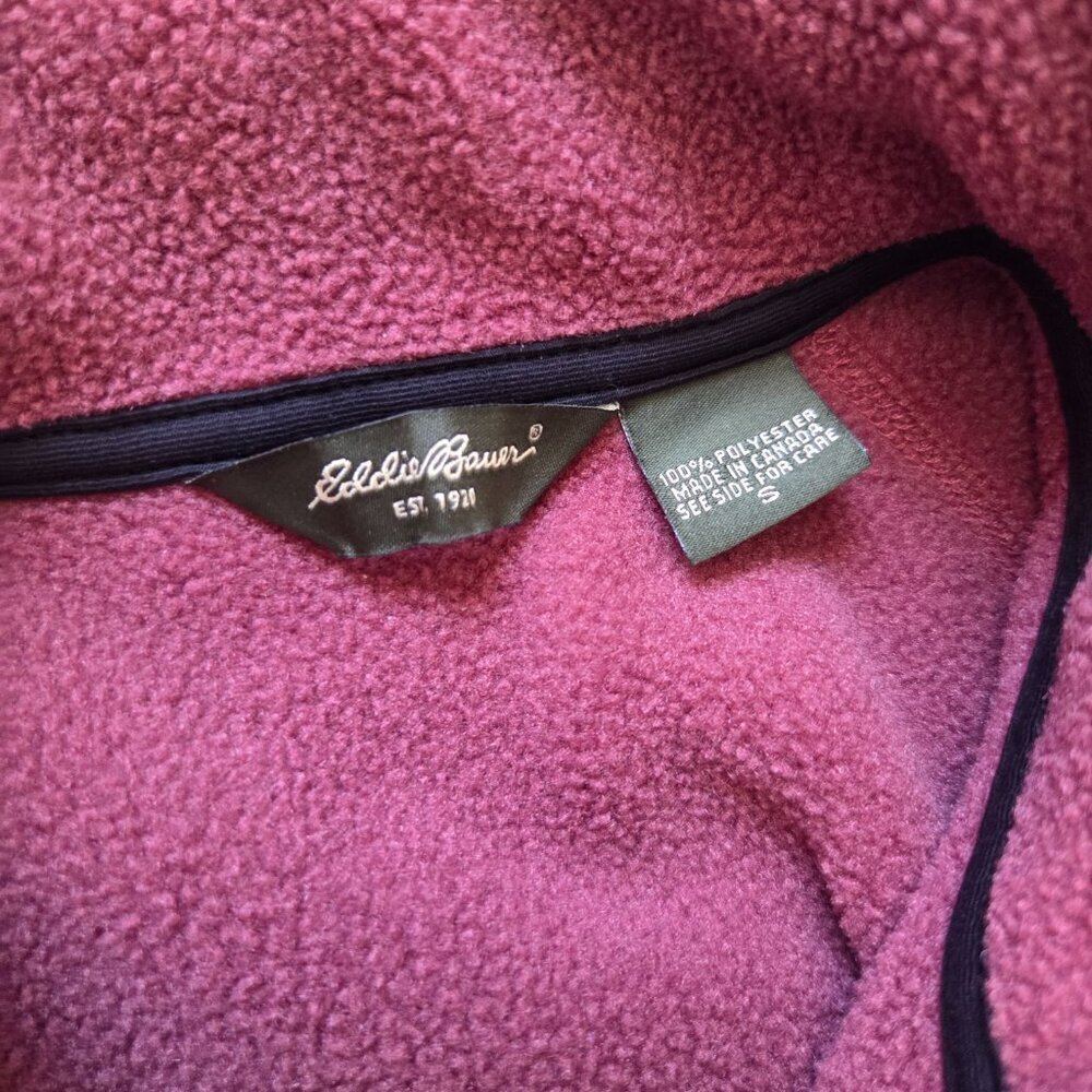 Eddie Bauer Fleece Vest Jacket Women's Size S Maroon Full Zip Sleeveless Hiking - Picture 5 of 8